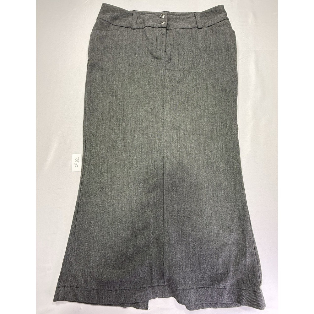 Apt. 9 Petite 14P Gray Tweed A-Line Midi Skirt Lined Pockets Button